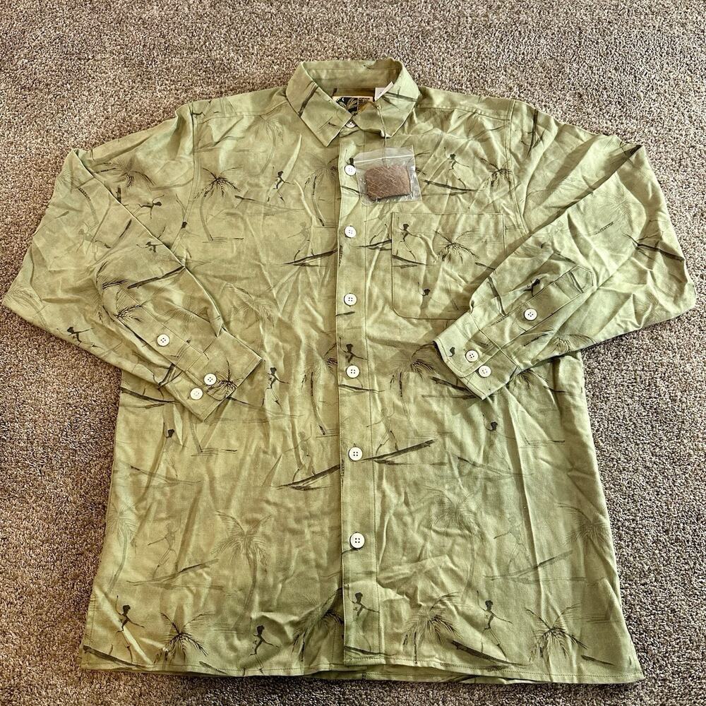 Pusser's British West Indies Shirt Mens Medium M Long Sleeve Silk Button Up